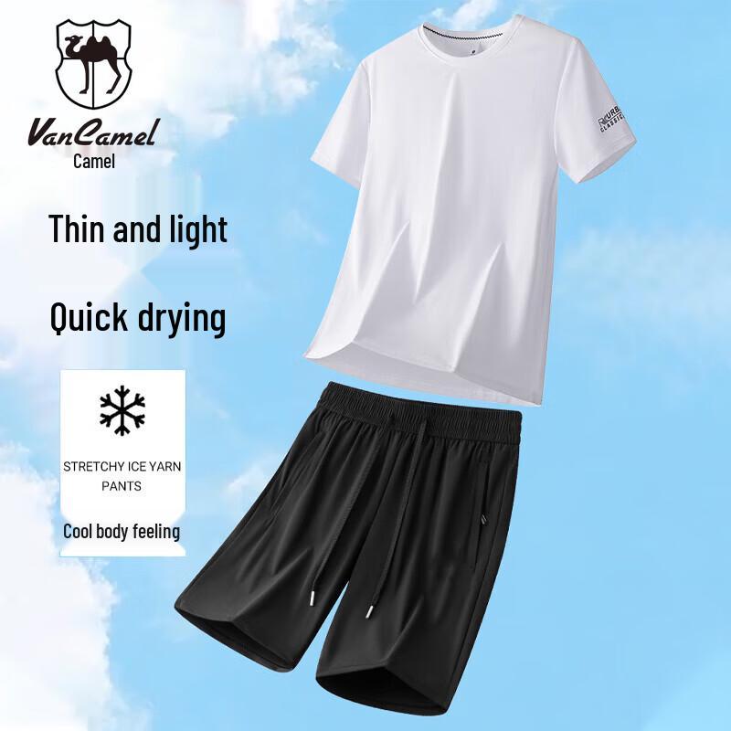 VANCAMEL Men s Ice Silk Quick Dry T-shirt & Shorts Set