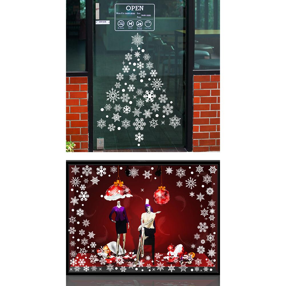 155pcs/9sheets Christmas Snowflake Window Decal Stickers Christmas Window Decorations Ornaments