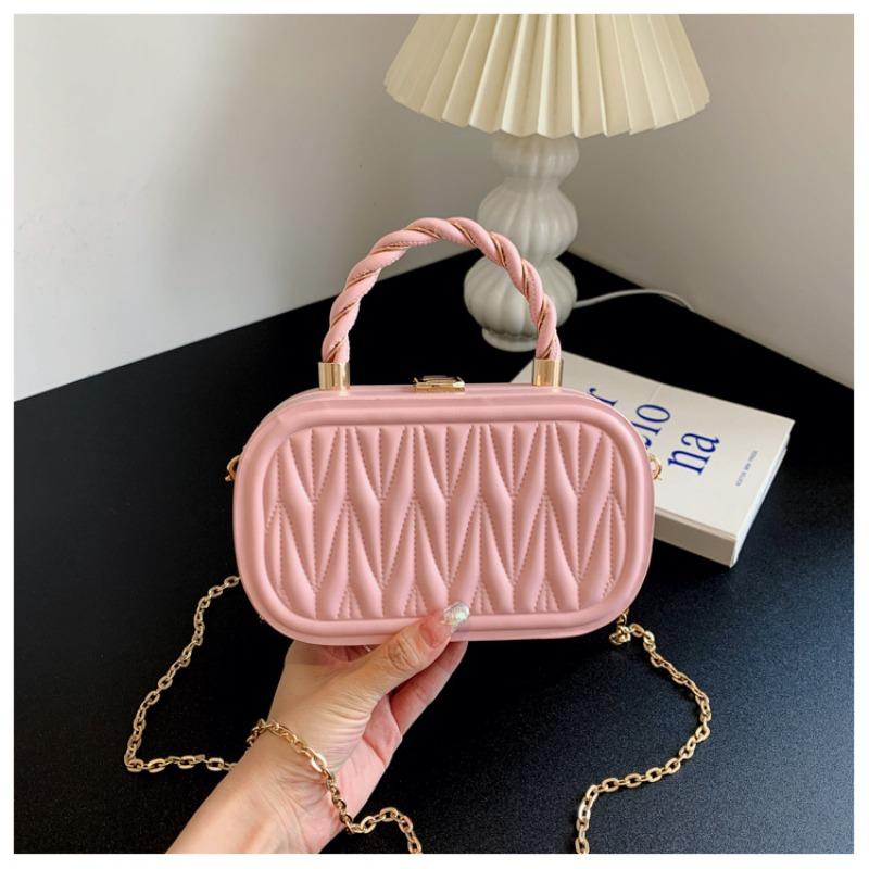

Chain portable shoulder box bag, new small square bag, messenger bag bag. розовый