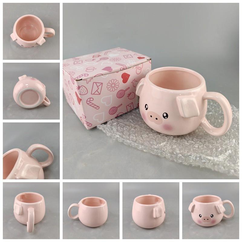 Cute Ceramic Pig Mug Cartoon Animal Coffee Cup Women Girls Home Kitchen Gift