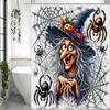 Halloween Wicked Witch Spider Web Spider Shower Curtain, Bathroom Decorative Shower Curtain, Waterproof Shower Curtain with Hook
