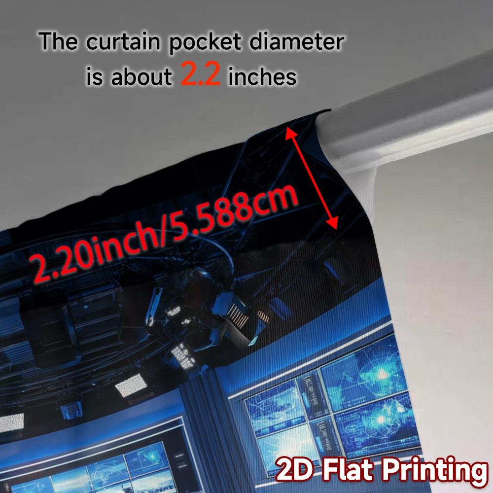 2pcs, 2D FLAT PRINTING Curtains (Without Rod) Studio Blue Popular Contemporary Curtains Versatile Polyester Curtains Decorations