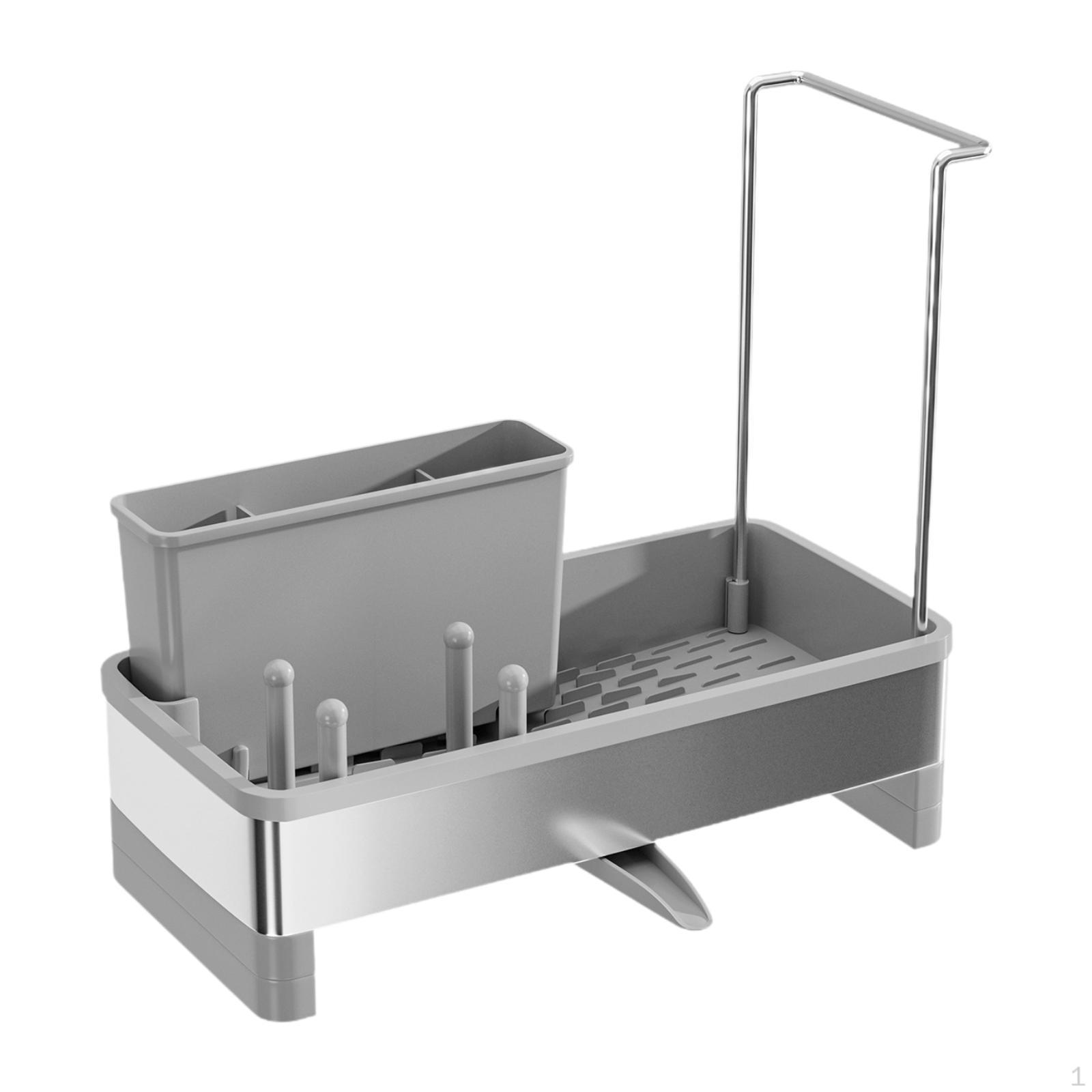 

Kitchen Sink Cleaning Supplies Organizer Draining Rack for Sponge Brush сірий