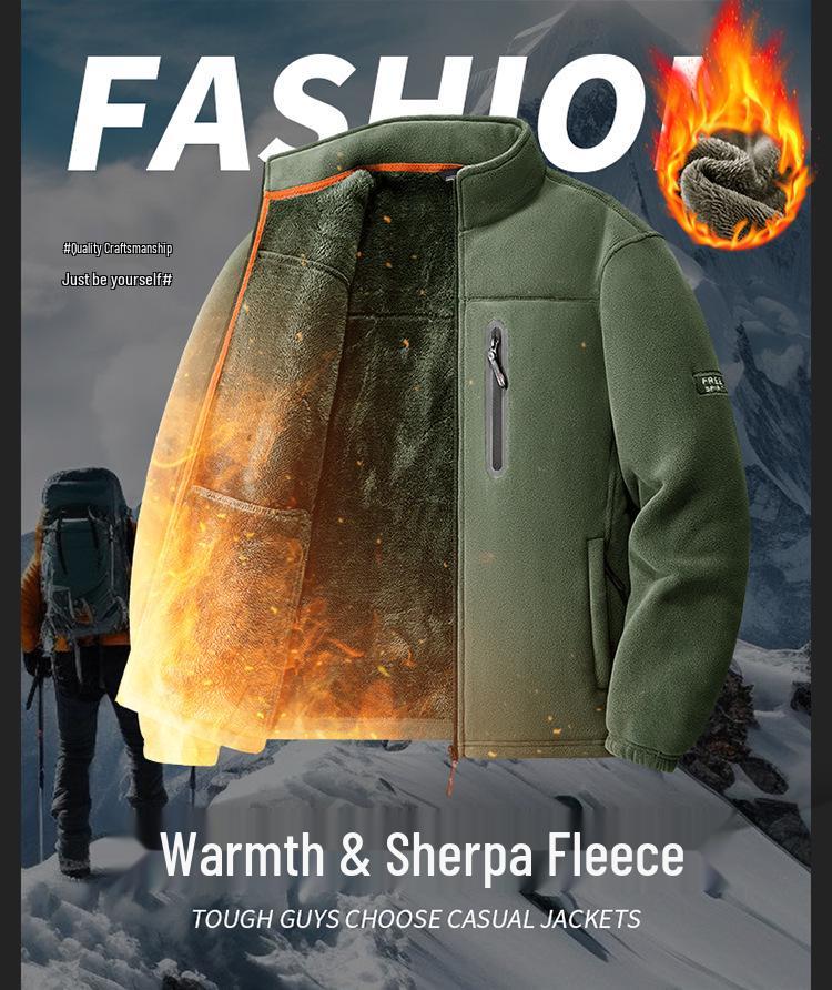8918A Men's Thickened Fleece Outdoor Jacket - Autumn/Winter Sherpa Style