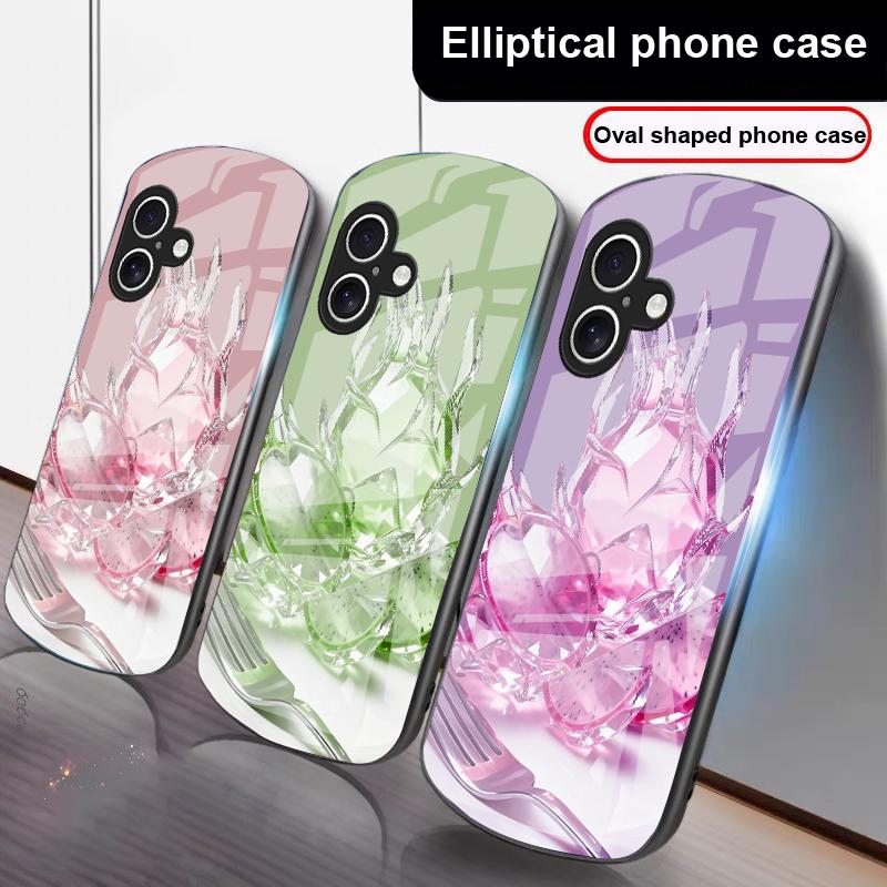 Familiar dragon fruit For iPhone 17 16 15 14 13 Plus 12 mini 11 Pro Max XR Xs Max X 7 8 6S 22 20 Elliptical glass phone case