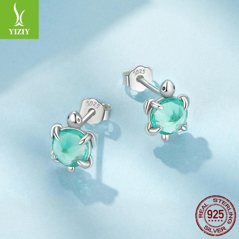 

S925 Sterling Silver Turtle Stud Earrings Cross-Border Foreign Trade Explosion Cute Little Turtle Ear Jewelry Factory 925 silver