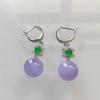 Natürliche Violette Chalcedon Perlen Ohrringe Für Frauen Eingelegter Diamant Neu In Vintage Mode Charme Ohrstecker Hochzeitsschmuck