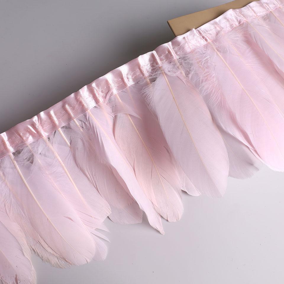 Feather10Meters Goose Feather Fringe Ribbon Handicraft Accessories White Swan Feathers Trims Carnival Plumas Dress Decoration