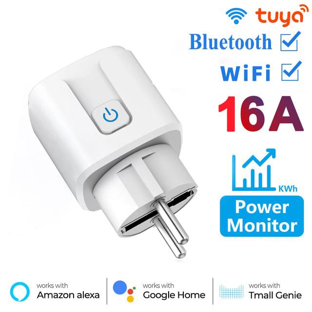 Tuya Wifi Smart Socket EU16A/20A Smart Plug With Power Monitoring Smart Life APP Remote Control Support Google Assistant Alex