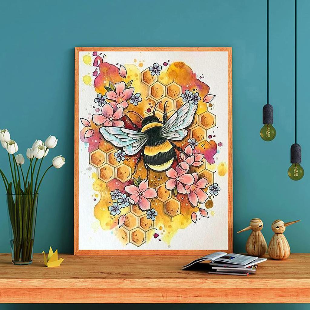 5D DIY Diamond Painting Hard Working Bee Diamond Embroidery Full Mosaic Kits Cross Stitch Home Decor Handmade Gifts