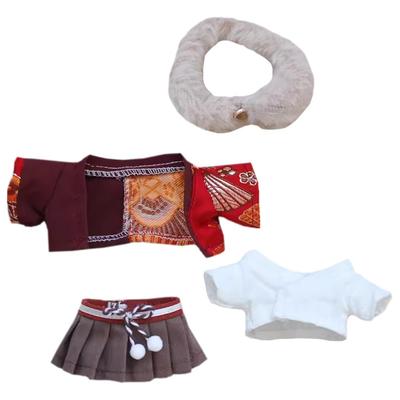 Niannyyhouse Plush Kimono Color Cotton Doll 10cm/20cm Set, Blocking, Yukata, Outfit, Dress-Up (Red-10cm)
