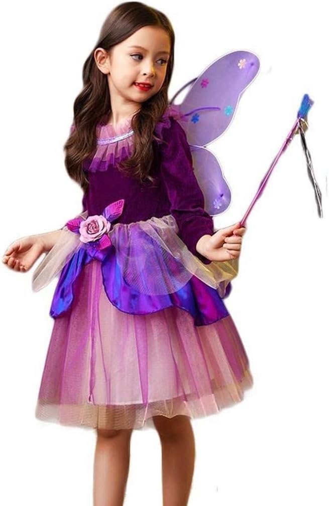 

Formemory Fairy Costume, Princess, Halloween Witch Cosplay, Flower Fairy Costume, Kids Girls Halloween Cosplay Dress, Magic Wand and Wing Costume,
