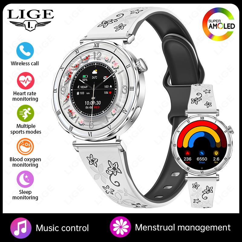 Voice Calling Smart Watch Fashion Diamond Lady Wristwatch AMOLED Always On Display Health Monitor Women Fitness Smartwatch