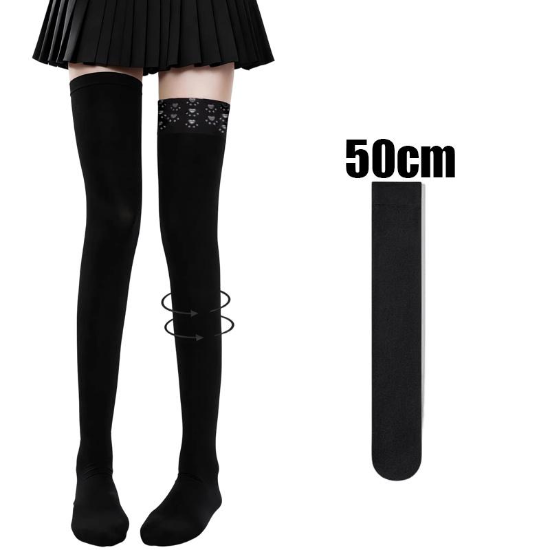 Weiche Kniestrümpfe Mit Niedlichen Katzenpfoten Silikon Anti-Rutsch Strumpfboden Modische Strümpfe Für Damen Lolita Cosplay Outfits One Size black