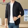 Pierre Cardin Men's Premium Wool-Blend Knit Cardigan with Lapel Collar