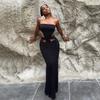 European and American Style Foreign Trade Hot-Selling Designer Dress 2023 New Women's Tube Top Style Hollow-Out Slit Dress