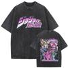 Washed Vintage Anime Jojo Bizarre Adventure Joseph Joestar Caesar Anthonio Zeppeli Print Tshirt Men Fashion Cartoon T Shirt Top