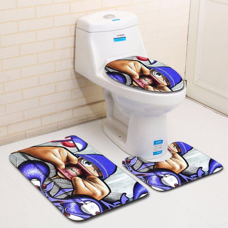 Personality Thriller Bathroom Toilet Three-Piece Floor Mat Door Mat Bathroom Carpet Now