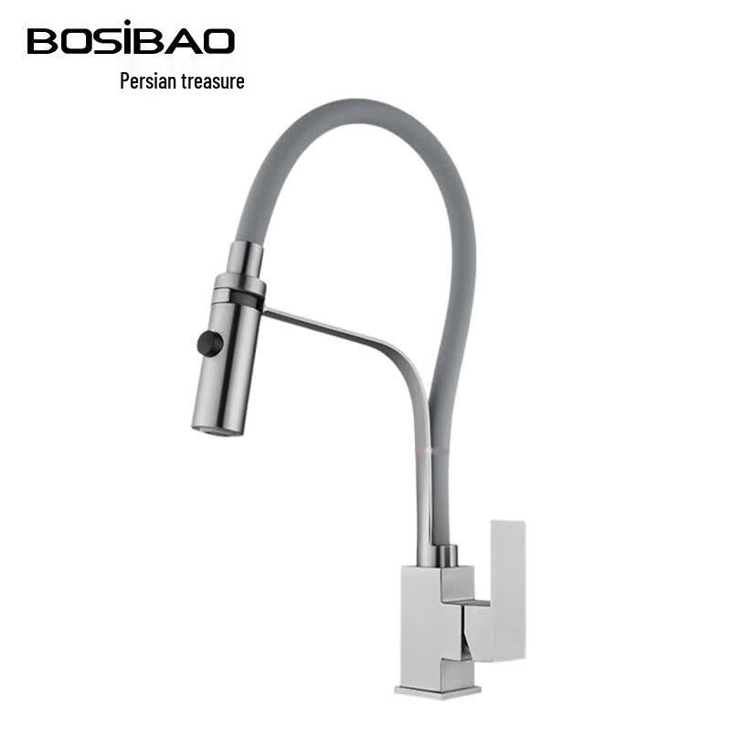 BOSIBAO 304 Stainless Steel Kitchen Faucet with Flexible Silicone Hose