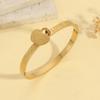 Meier Titanium Steel Bracelet for Women - French Letter Double Heart Bangle