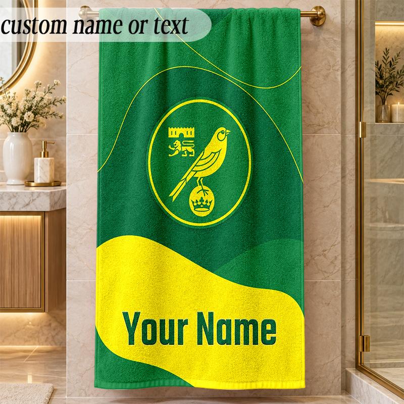 Beach TowelNorwich City Custom Name Text Personalized Soft Towel for Beach Pool Indoor Home Decor Gift