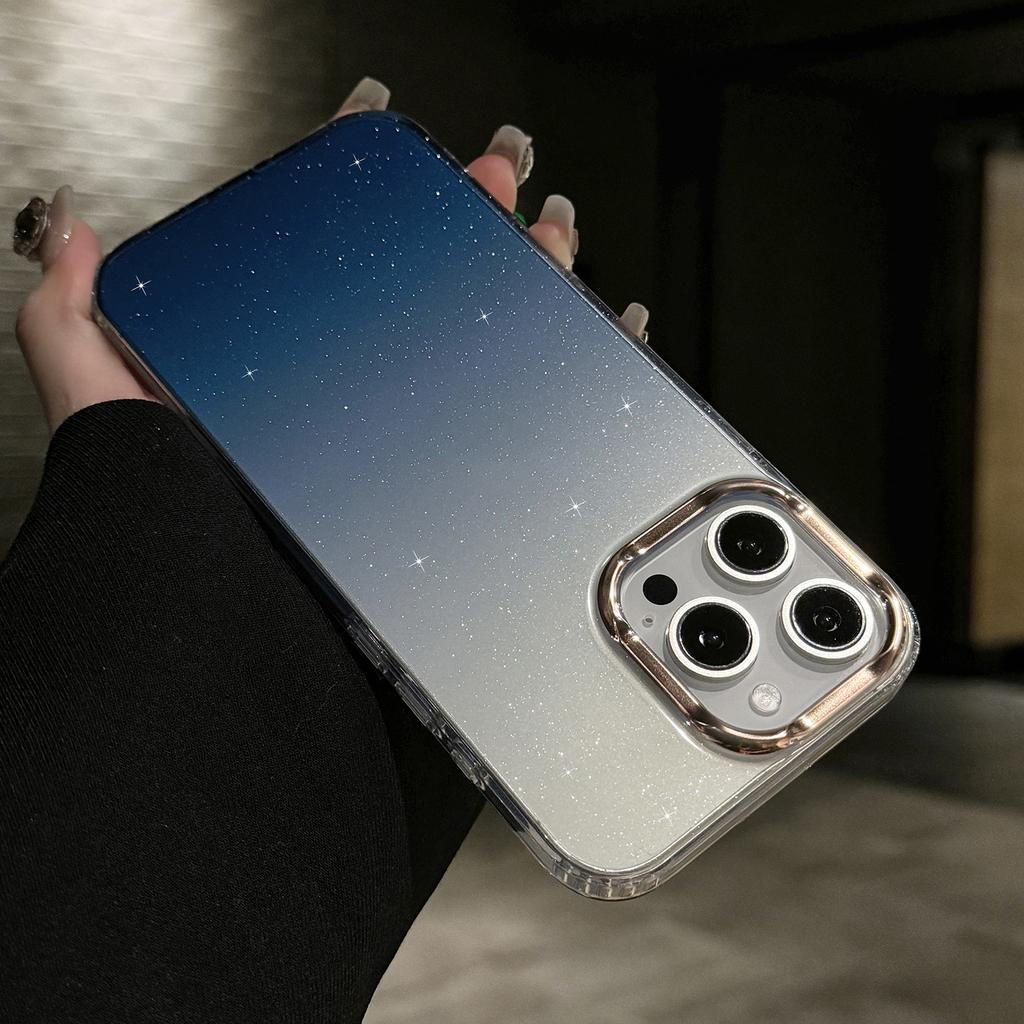 For iPhone 16 Pro Case IMD Gradient Glitter PC+TPU Protective Phone Cover