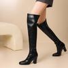 Krazing Pot Microfiber Round Toe High Heels Over-the-knee Boots Size 46 Size 45 Slip On Plus Size Women Over-the-knee Boots