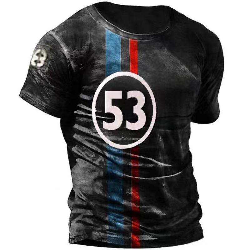 Pánské letní tričko 3D potisk Americký top Krátký rukáv Rychleschnoucí Vintage tričko Pánský kulatý výstřih Pulovr Oversized Sportovní oblečení