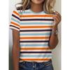 Summer New Round Neck Loose Short Sleeve Retro Casual T-shirt Women's 3D Casual Color Printing