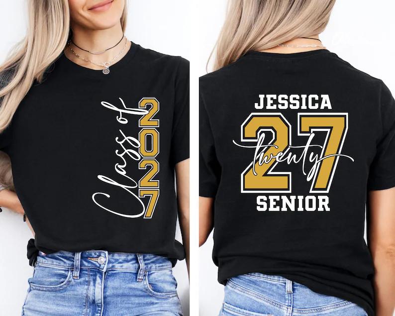 Personalized Senior 2027 Custom Name Graduation T-Shirt S-5XL