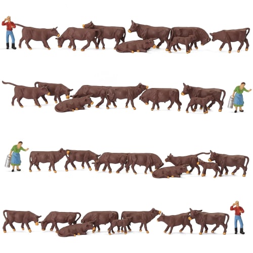 1:87 Scale Cow Models, 36-Piece Set, for Architectural Use in Farms, Ranches, and Cow Farms, Micro Landscapes, and Decorative Layouts, Dioramas, Educa