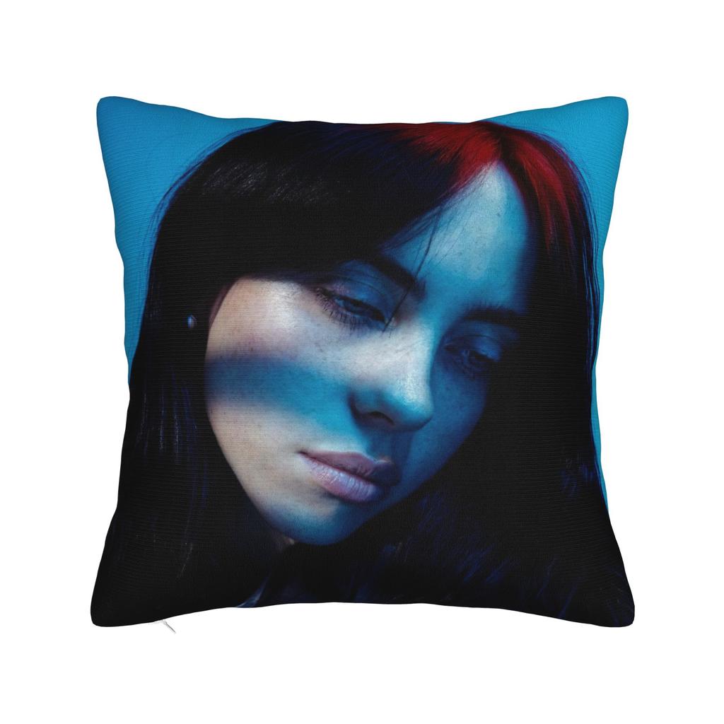 Billies Eilishs Pillowcase Double-Sided Printing Fabric Cushion Cover Decoration Throw Pillow Case Cover Home 45X45Cm