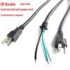 UL White US 3-Pin Power Cord for American Air Purifier Sterilizer