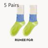5 Pairs of Female Spring and Summer Personality Match Color Trend In The Tube Stack Socks