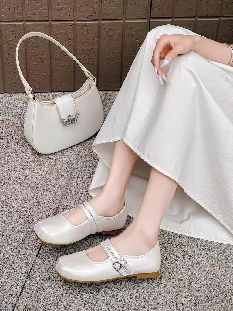 Soft-faced Gentle Flat-bottomed Single-shoe Female Summer Shallow-mouthed One-legged Little Mary Jane Shoes