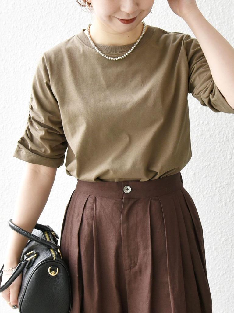 Ships Any USA Cotton Gathered UV Cool to the Machine One Size Tee, Protection, Touch, Moisture-Wicking, Quick-Drying, Washable, 722010030, Khaki,