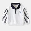 Spring and Autumn Children's Clothing Boys Long Sleeves Sweatshirt Kids Patchwork Sleeve Pullover Clothes Baby Dinosaur Embroidered Lapel Clothes
