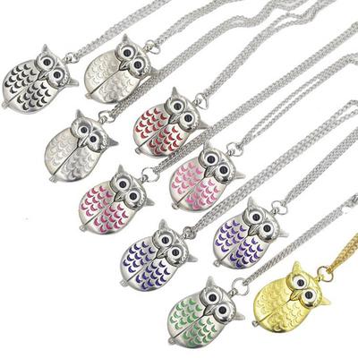 Montre de poche vintage créative Mignonne Rétro Portable Horloge Aigle Coloré Hibou Design Mode Montre à quartz Avec Collier Porte-clés