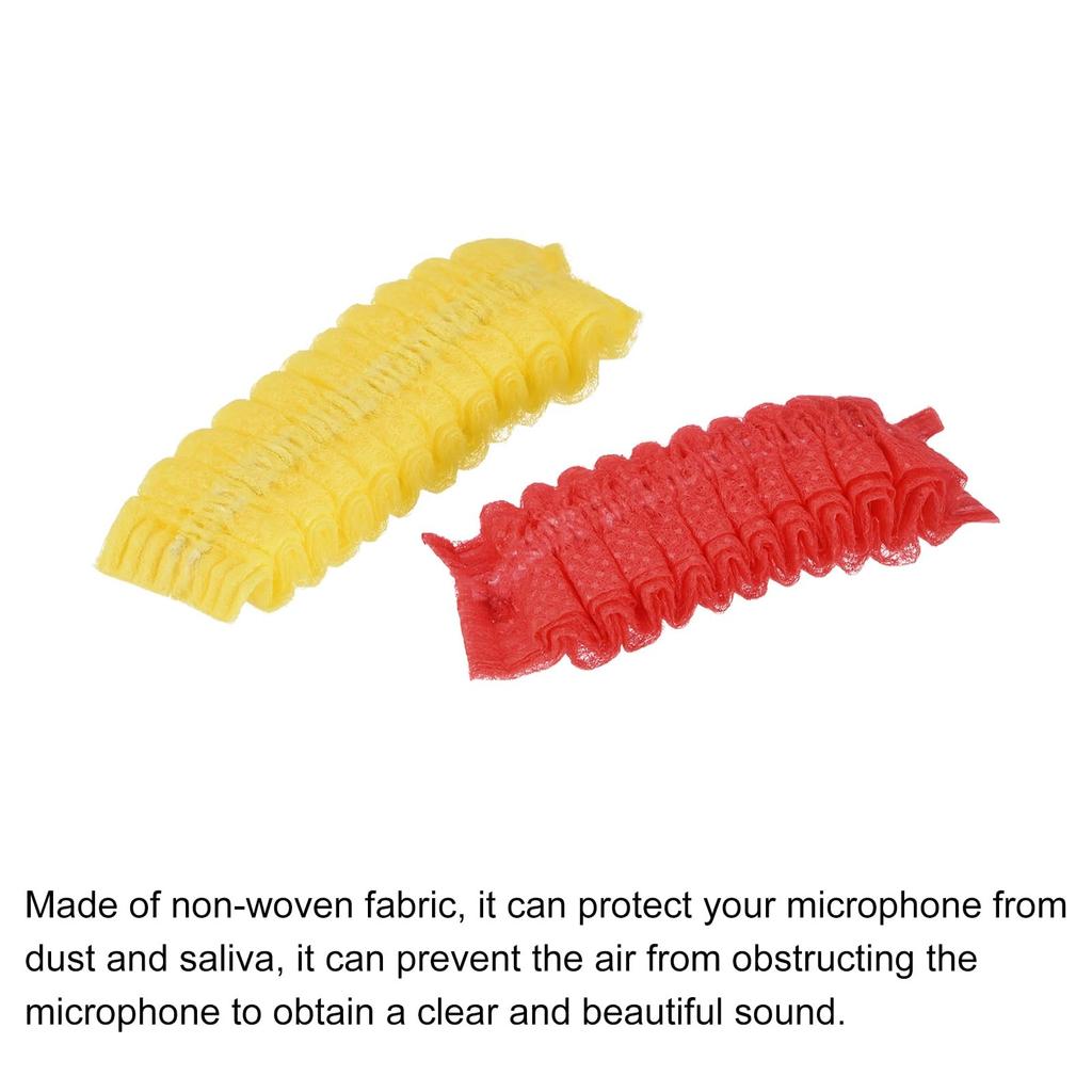 uxcell Disposable Microphone Covers, Windproof Covers, Non-woven Fabric, RedYellow, for Handheld Microphones, 50 Pieces