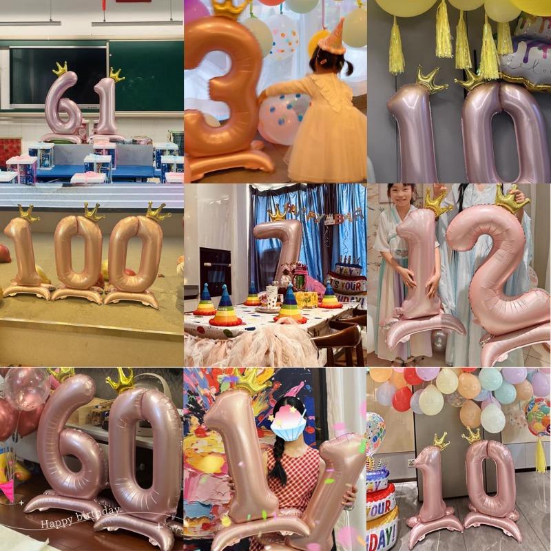 Balão digital de alumínio rosa com decoração de coroa de 42 polegadas, balão com número para decoração de festa de aniversário, suprimentos para meninas, lembrancinha de aniversário