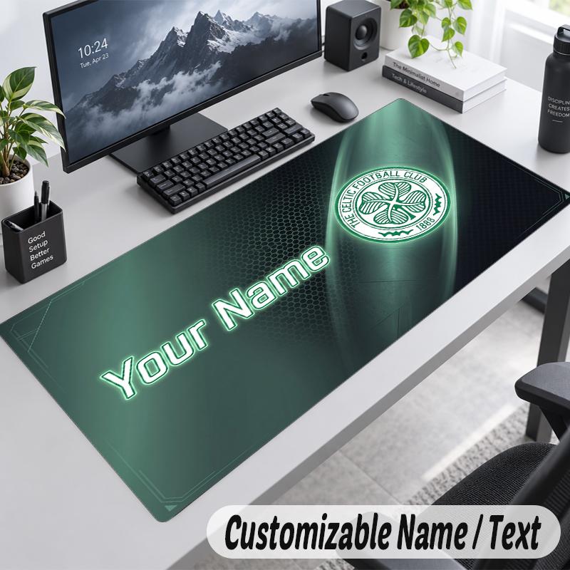 Custom Name Text Mouse Pad Celtic FC Personalized Desk Pad For Work And Gaming