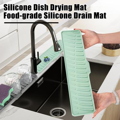Silicone Drain Pad Faucet Mat Anti-Slip Quick Drying Soap Sink Mat Spill-Proof Countertop Protector Kitchen Utensil Holder