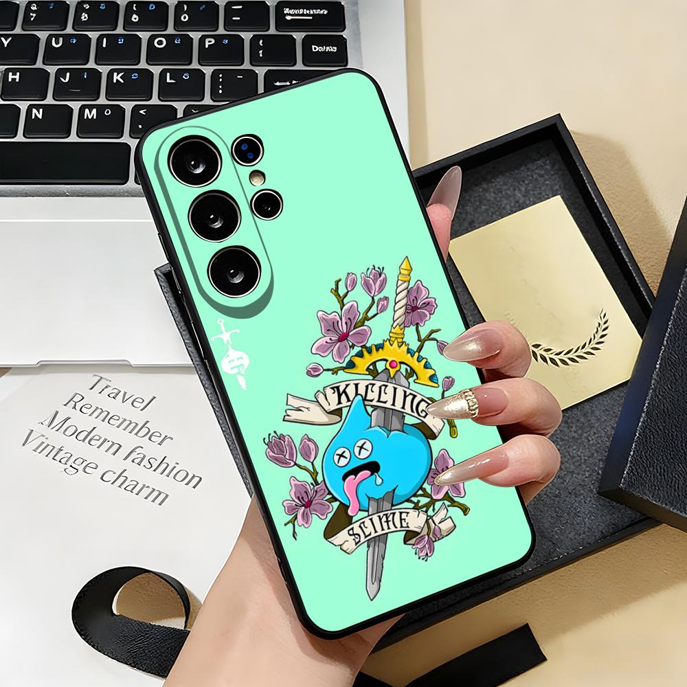 D-dragon Q-Quest Slime Phone Case For Samsung S26 S25 S24 FE S23 S22 S21 Plus S20 Ultra Note20Ultra Black Soft Shell