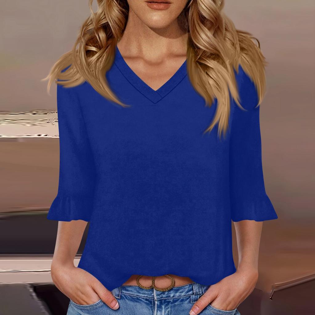 Women's Casual 3/4 Sleeve Tops V-Neck T-Shirt Tops