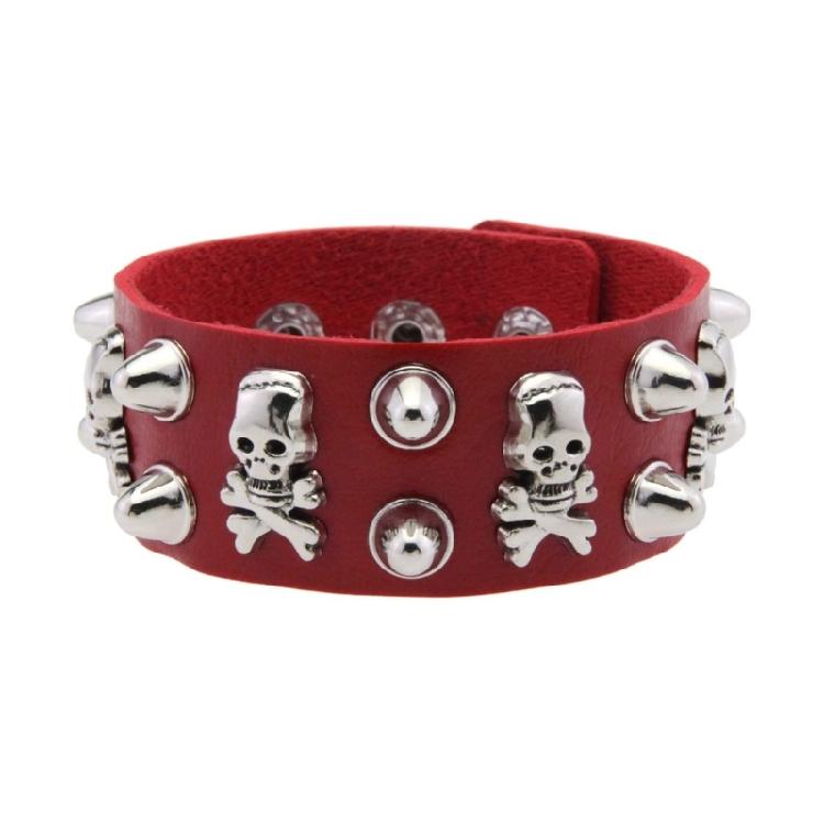 Unisex Punk Jewelry Pieces Featuring Wide Leather Band and Rebellious Skull Embellishments for Daily Wear