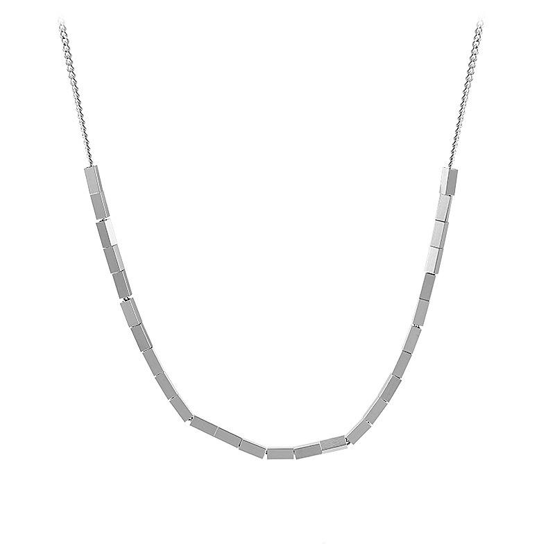 

Small square splicing necklace women s ins tide cold wind hip hop sweet cool collarbone chain titanium steel sweater chain neck chain accessories