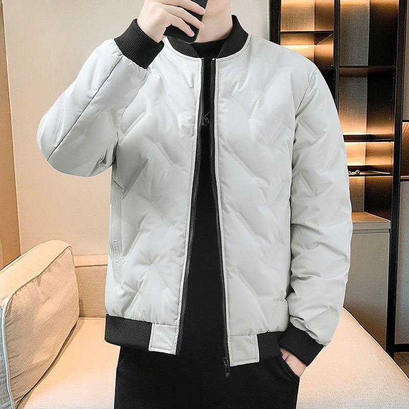 Luxury Winter Quilted Puffer Jacket Men Parkas Warm Zipper Windproof Chillproof Coat Short Tops Cotton-padded Jacket Black Red