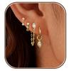 4Pcs/Set Chain Huggie Hoop Earrings Geometric Dangle Earring Set  Women Accessories