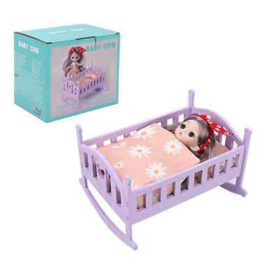 Miniaturowy Model Łóżeczka Dziecięcego Drewniane Akcesoria do Łóżeczka Dziecięcego Zestaw Zabawek dla Niemowląt