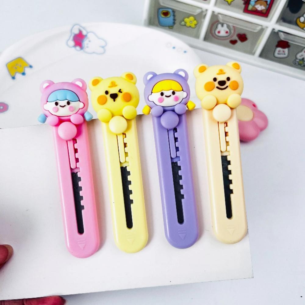 Paper Cutting Knife Retractable Student Stationery Knife Mini Utility Knife Cartoon For School Home Art Projects
